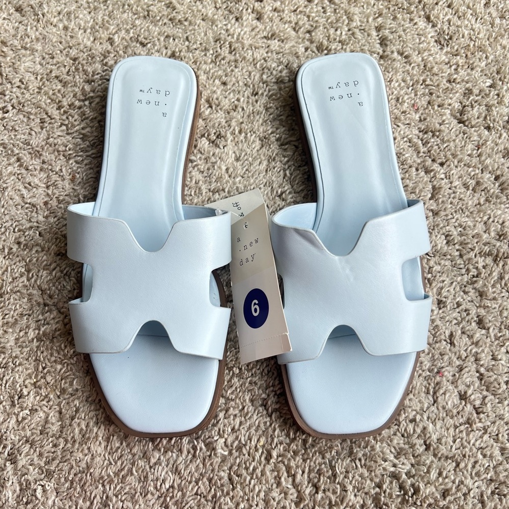 A New Day Women's Sky Blue Slide Sandals. Size 6